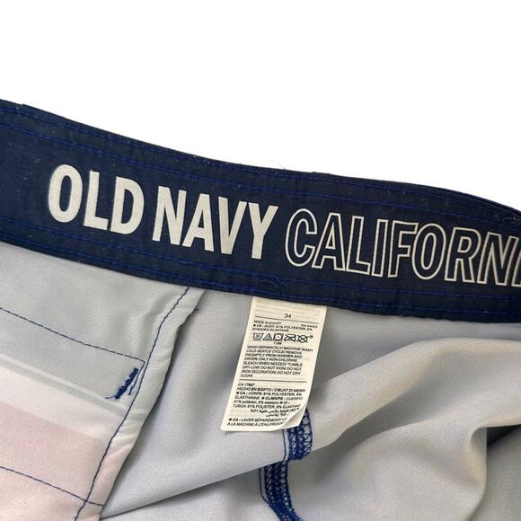 Old Navy Swim Trunks Color Block Boardshorts Mens Size 34 Lace Up California 10" - Picture 9 of 12
